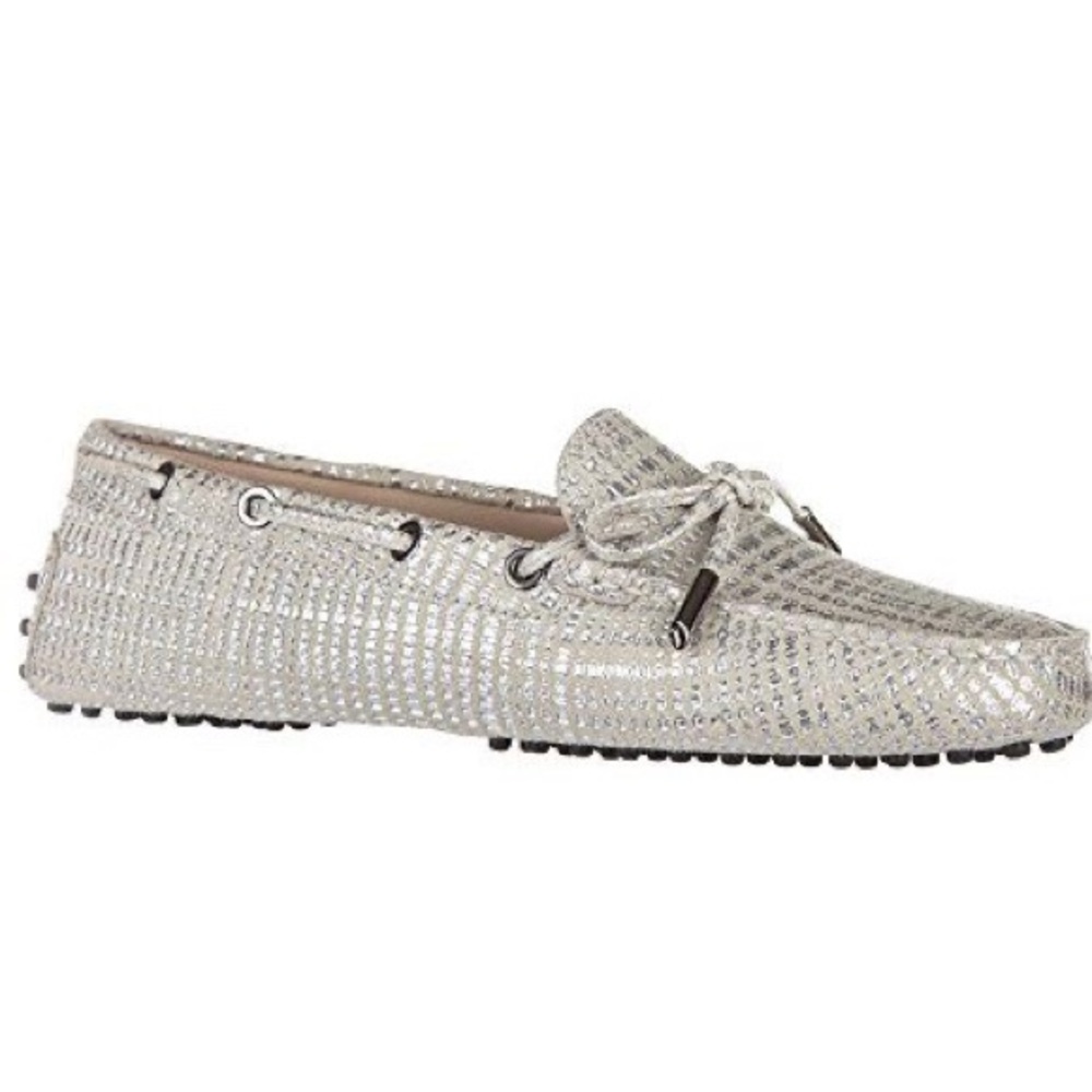 NWT Tod’s Heaven Tie Loafer, Silver